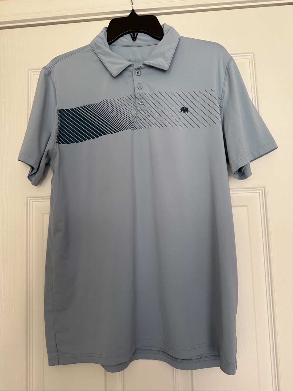 The Normal Brand Light Blue Men's Polo with Diagonal Stripe Detail